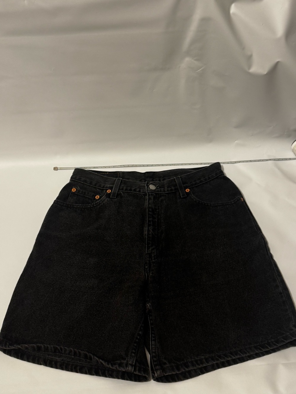 Vintage Levi's Black Denim Shorts (Size 12): High-waisted Y2K